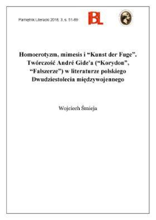 Homoerotyzm, mimesis i „Kunst der Fuge”. Twórczość André Gide’a („Korydon”, „Fałszerze”) w literaturze polskiego Dwudziestolecia międzywojennego