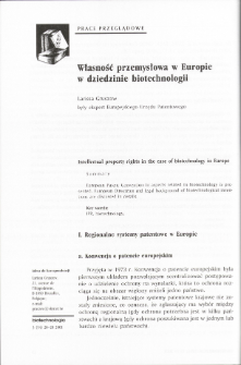 Intellectual property rights in the case of biotechnology in Europe