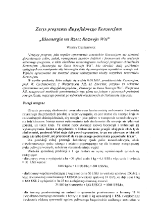 Zarys programu długofalowego konsorcjum"Bioenergia na rzecz rozwoju wsi"