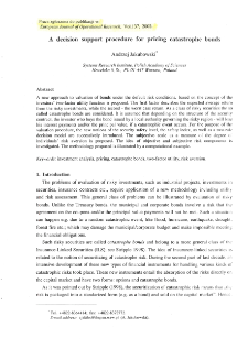 A decision support procedure for pricing catastrophe bonds