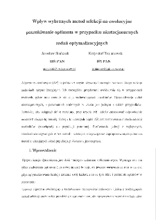 Wpływ wybranych metod selekcji na ewolucyjne poszukiwanie optimum w przypadku niestacjonarnych zadań optymalizacyjnych