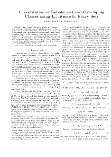 Classification of imbalanced and overlaping classes using intuitionistic fuzzy sets