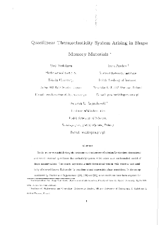 Quasilinear Thermoelasticity System Arising in Shape Memory Materials