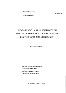 Czynnikowy model immunizacji portfela obligacji ze względu na ryzyko stóp procentowych