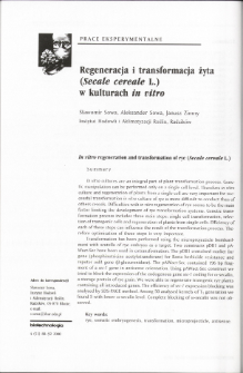 In vitro regeneration and transformation of rye (Secale cereale L.)