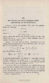 Zur Theorie der Ideale (Göttingen 1894). Anwendung auf die Kreiskörper