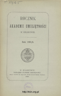Rocznik Akademii Umiejętności w Krakowie, Rok 1895/6
