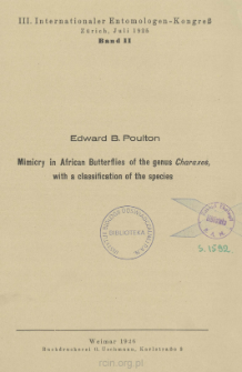 Mimicry in African Butterflies of the genus Charaxes, with a classification of the species