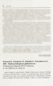 Bednarek R., Dziadowiec H., Pokojska U., Prusinkiewicz Z. 2004 - Badania ekologiczno-gleboznawcze - Wydawnictwo Naukowe PWN, Warszawa, ss. 344. [ISBN 83-01-14216-2]
