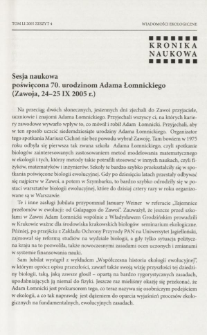 Sesja naukowa poświęcona 70. urodzinom Adama Łomnickiego (Zawoja, 24-25 IX 2005 r.)