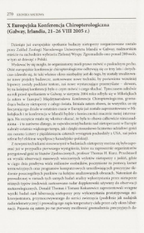 X Europejska Konferencja Chiropterologiczna (Galway, Irlandia, 21-26 VIII 2005 r.)