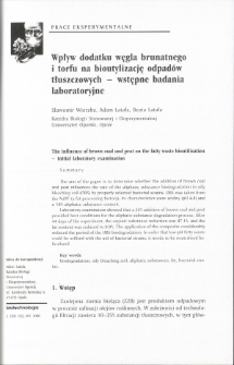 The influence of brown coal and peat on the fatty waste bioutilisation- initial laboratory examination