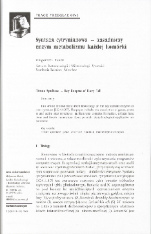 Citrate Synthase - Key Enzyme of Every Cell