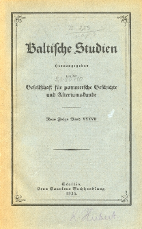 Baltische Studien. Neue Folge Bd. 37 (1935)