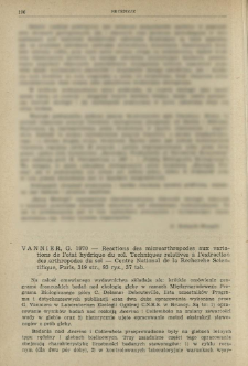 Vannier, G. 1970 - Reactions des microarthropodes aux variations de l'etat hydrique du sol. Techniques relatives a l'extraction des arthropodes du sol - Centre National de la Recherche Scientifique, Paris, 319 str., 93 rys., 37 tab.