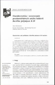 Charakterystyka i oczyszczanie pozakomórkowych amylaz bakterii Bacillus polymyxa B-20