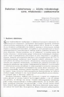 Dekstran i dekstranazy - źródła mikrobiologiczne, właściwości i zastosowanie