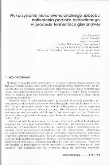 Wykorzystanie niekonwencjonalnego sposobu natleniania podłoża hodowlanego w procesie fermentacji glukonowej