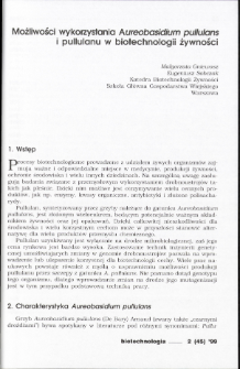 Możliwości wykorzystania Aureobasidium pullulans i pullulanu w biotechnologii żywności