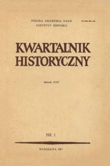 Kwartalnik Historyczny R. 94 nr 1 (1987), Strony tytułowe, spis treści