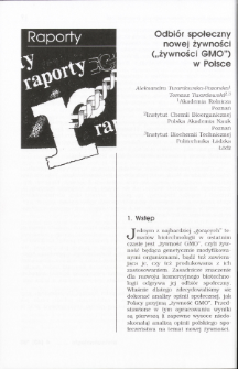 Odbiór społeczny nowej żywności ("żywności GMO") w Polsce