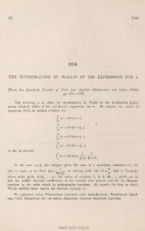 The investigation by Wallis of his expression for pi