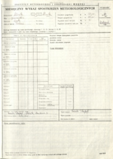 Miesięczny wykaz spostrzeżeń meteorologicznych. Listopad 1989