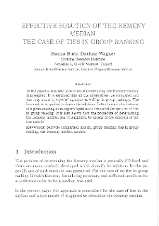 Effective solution of the Kemeny median. The case of ties in group ranking