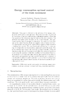 Energy Consumption Optimal Control of the Train Movement