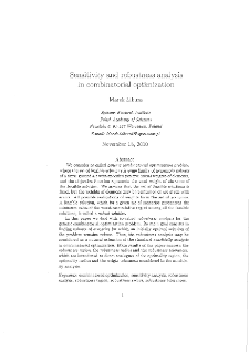 Sensitivity and robustness analysis in combinatorial optimization
