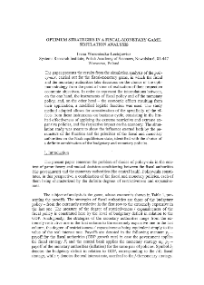 Optimum Strategies in a fiscal-monetary game.Simulation Analysis