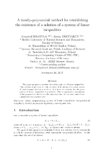 A locally-polynomial method for establishing the existence of a solution of a system of linear inequalities