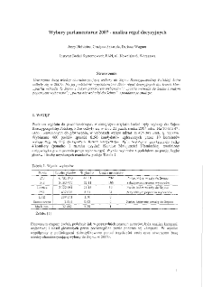 Wybory parlamentarne 2007 r.– analiza reguł decyzyjnych