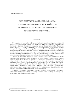 Czynnikowy model zarządzania portfelem obligacji dla różnych sposobów koncentracji strumieni finansowych portfela