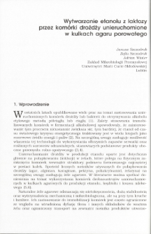 Wytwarzanie etanolu z laktozy przez komórki drożdży unieruchomione w kulkach agaru porowatego