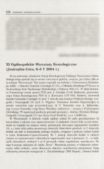 XI Ogólnopolskie Warsztaty Bentologiczne (Jastrzębia Góra, 6-8 V 2004 r.)