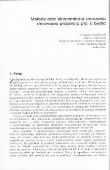 Metody oraz ekonomiczne znaczenie sterowania proporcją płci u bydła