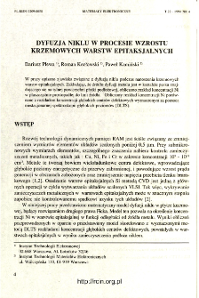 Dyfuzja niklu w procesie wzrostu klrzemowych warstw epitaksjalnych = Nickel diffusion during the growth of epitaxial silicon