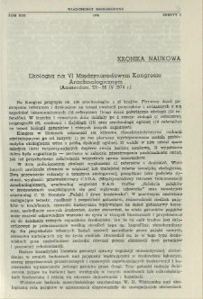 Ekologia na VI Międzynarodowym Kongresie Arachnologicznym (Amsterdam, 22-26 IV 1974 r.)