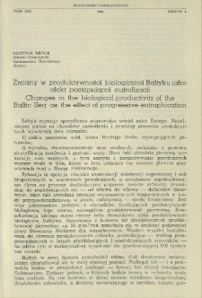 Zmiany w produktywności biologicznej Bałtyku jako efekt postępującej eutrofizacji