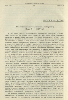 I Międzynarodowy Kongres Ekologiczny (Haga, 9-14 IX 1974 r.)