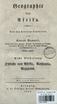 Geographie von Afrika. Abt. 1, Ostküste von Afrika, Aethiopia, Aegyptus