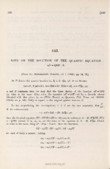 Note on the solution of the Quartic Equation αU + 6βH =0