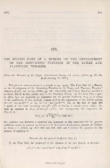 The Second Part of a Memoir On the Development of the Disturbing Function in the Lunar and Planetary Theories