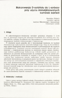 Bioconversion of D-sorbitole into L-sorbose with immoblized bacterial cells