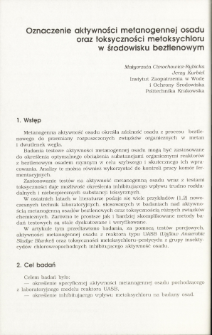 Oznaczenie aktywności metanogennej osadu oraz toksyczności metoksychioru w środowisku beztlenowym