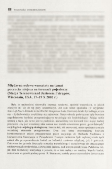 Międzynarodowe warsztaty na temat poczucia miejsca na terenach pojezierzy (Stacja Terenowa nad Jeziorem Pstrągów, Wisconsin, USA, 17-19 X 2002 r.)