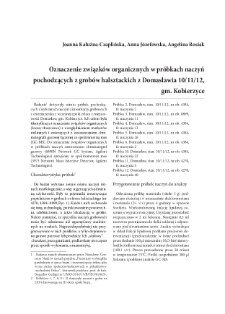 Oznaczenie związków organicznych w próbkach naczyń pochodzących z grobów halsztackich z Domasławia 10/11/12, gm. Kobierzyce