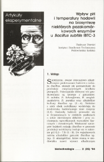 Effect of pH and temperature on biosynthesis of some exoenzymes of Bacillus subtilis I BTC-3