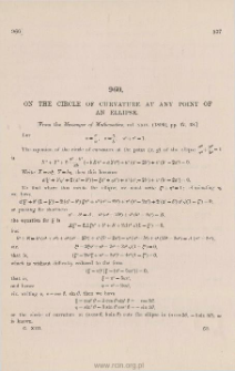 On the circle of curvature at any points of an ellipse